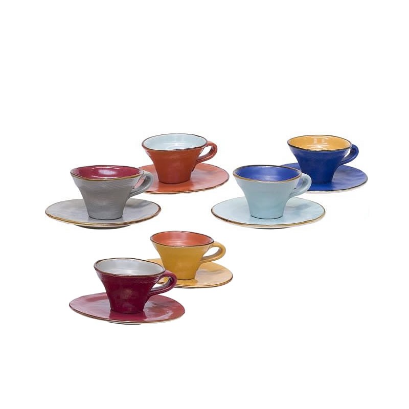 Images D'Orient Set Regalo 2 Tazzine Da Caffè In Porcellana Con Piattini - 90 Ml - Stile Mediterraneo-Orientale In Lattine Metalliche Decorate