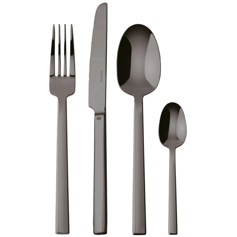 sambonet servizio posate 24 pz modello neutra colore mirror black